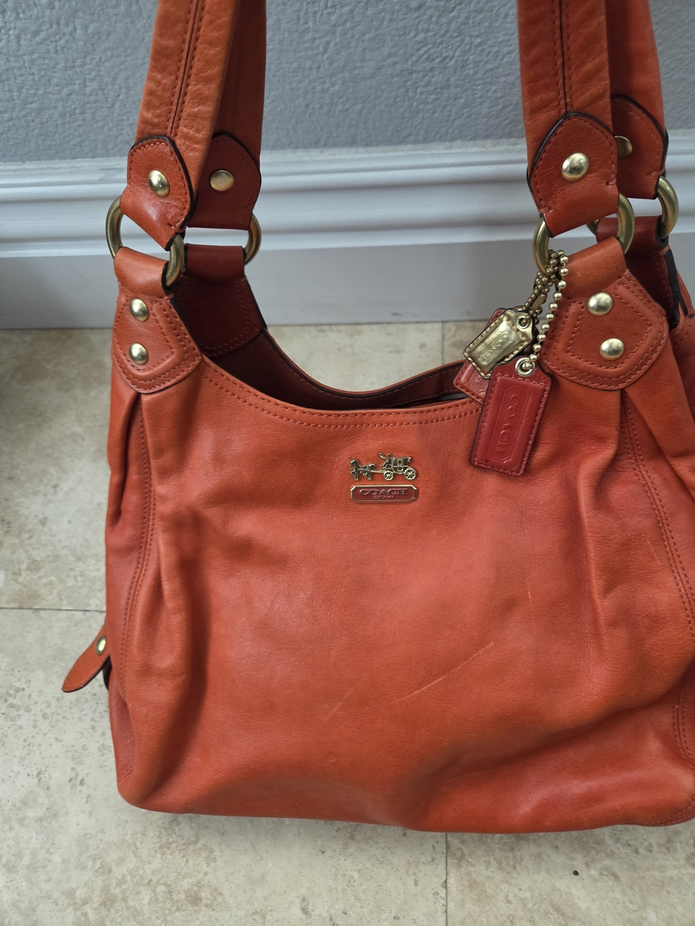 Authentic Coach Madison Maggie Leather Hobo Bag - Rare Burnt Orange 🍊 - Picture 11 of 12